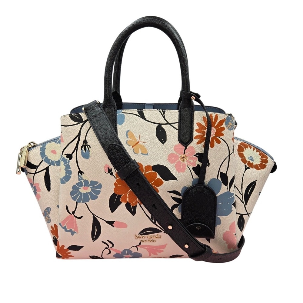 Kate Spade New York Floral Garden Satchel Handbag Parchment Multi